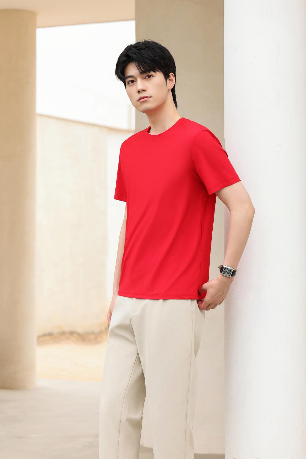 F8005 Speed Dry Ice Skin Friendly Feile Pattern Round Neck Short Sleeve T-shirt Short Sleeve Round Neck