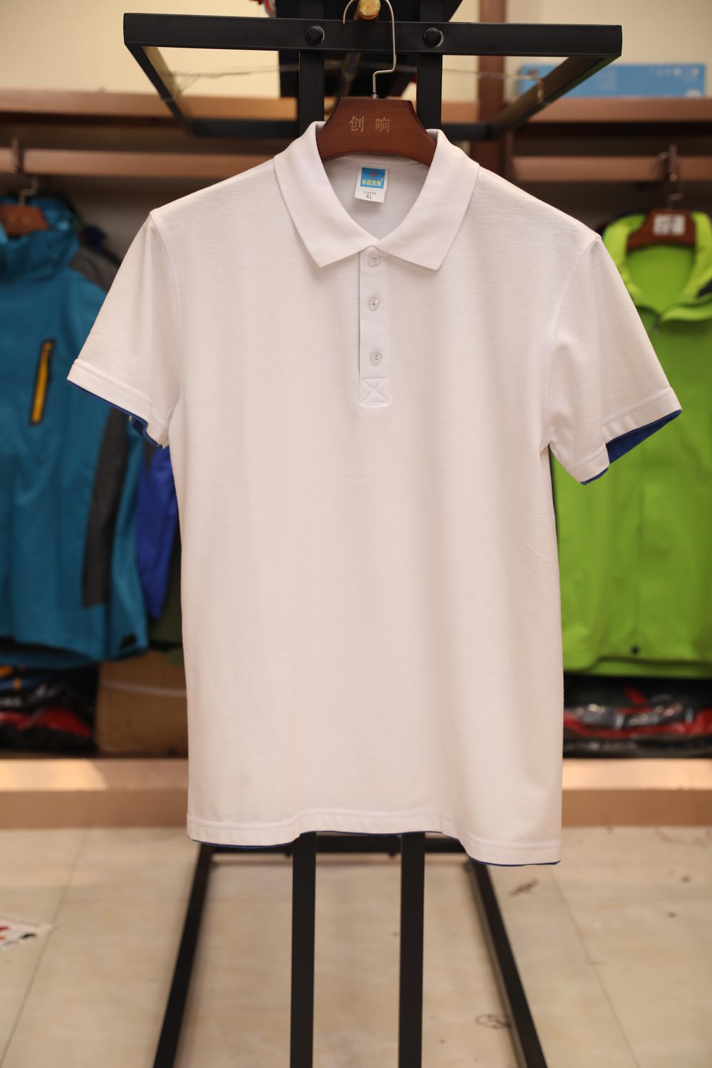 102TBG-A Thick Double Hem Polo Short Sleeve Collar