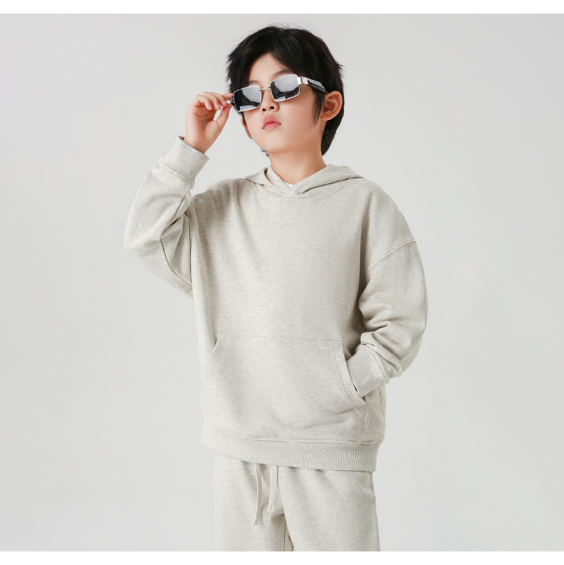 BW14 330g Pure Cotton Looped Children's Hooded Sweatshirt With Hood Cover