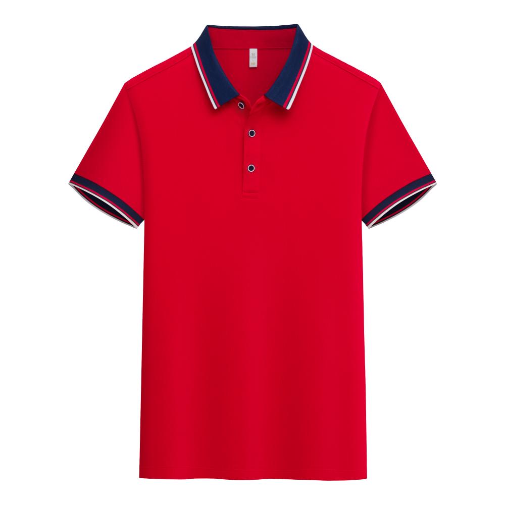 2308 Contrasting Collar Lapel Polo Short Sleeved Lapel