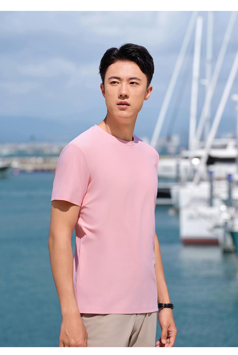 T31 Copper Ammonia Brocade Seamless Round Neck T-shirt Short Sleeved Round Neck