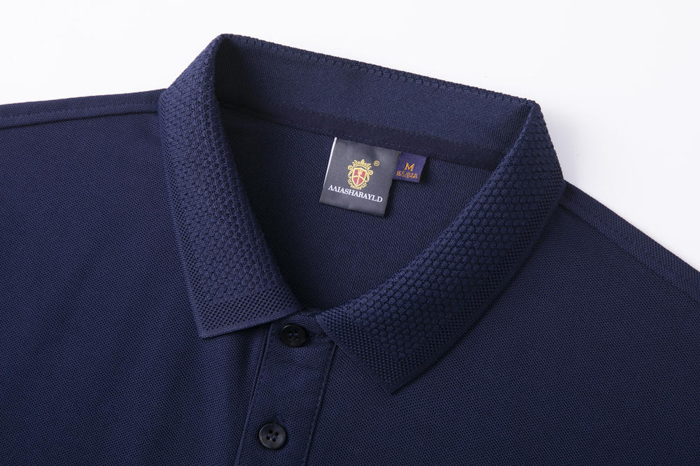 8522 # 210g Combed Cotton Double Bead Solid Color Computer Collar Lapel Polo Short Sleeved Lapel