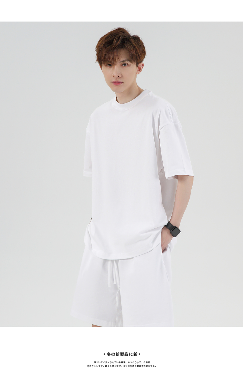 A5033-300g Brushed Heavy-duty Loose Fit Short Sleeved T-shirt With Short Sleeved Round Neck