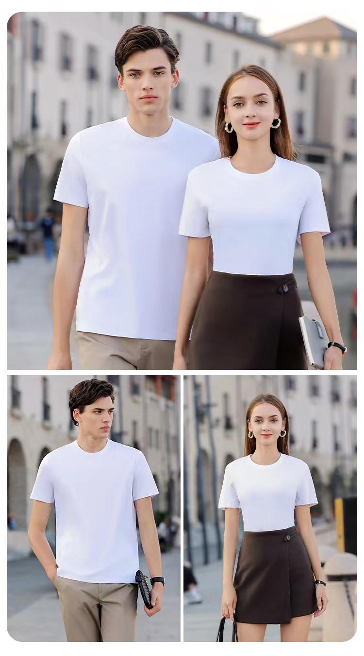 A5048-200g 50 Thread Jade Silk Double-sided Silk Cotton Round Neck Short Sleeved T-shirt Short Sleeved Round Neck