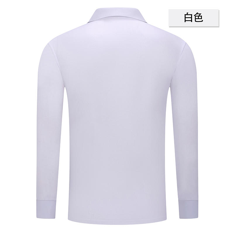 0505# solid color long sleeve lapel polo shirt 200g cotton