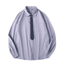 95032 Hong Kong style Japanese style trendy couple drop shoulder long sleeve shirt