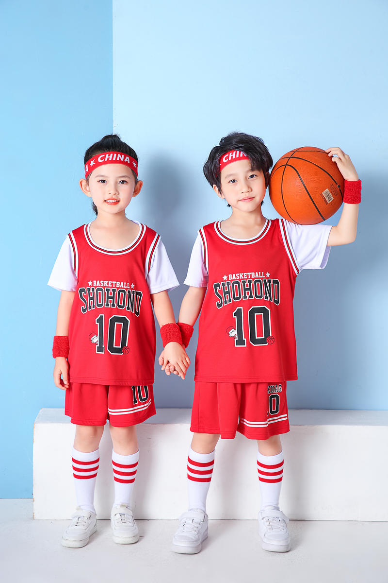 7310# Children style - fake two-piece basketball uniform set