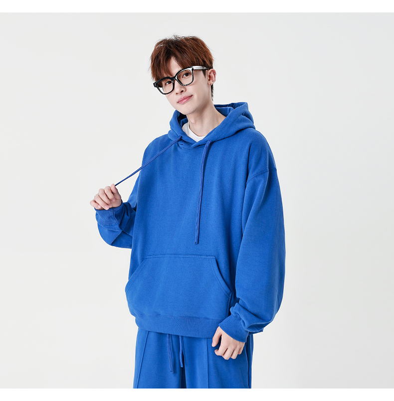 W101+K104 380g carbon brushed hooded terry sweatshirt casual ankle sweatpants set