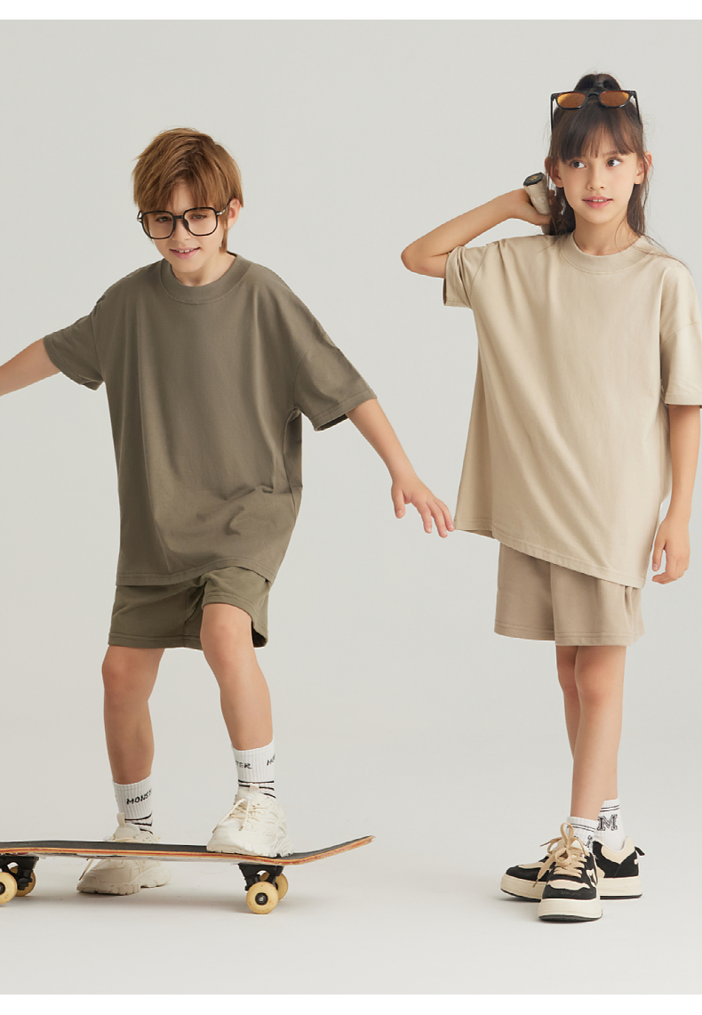 BT039 Children wide thread earth color wide version T-shirt