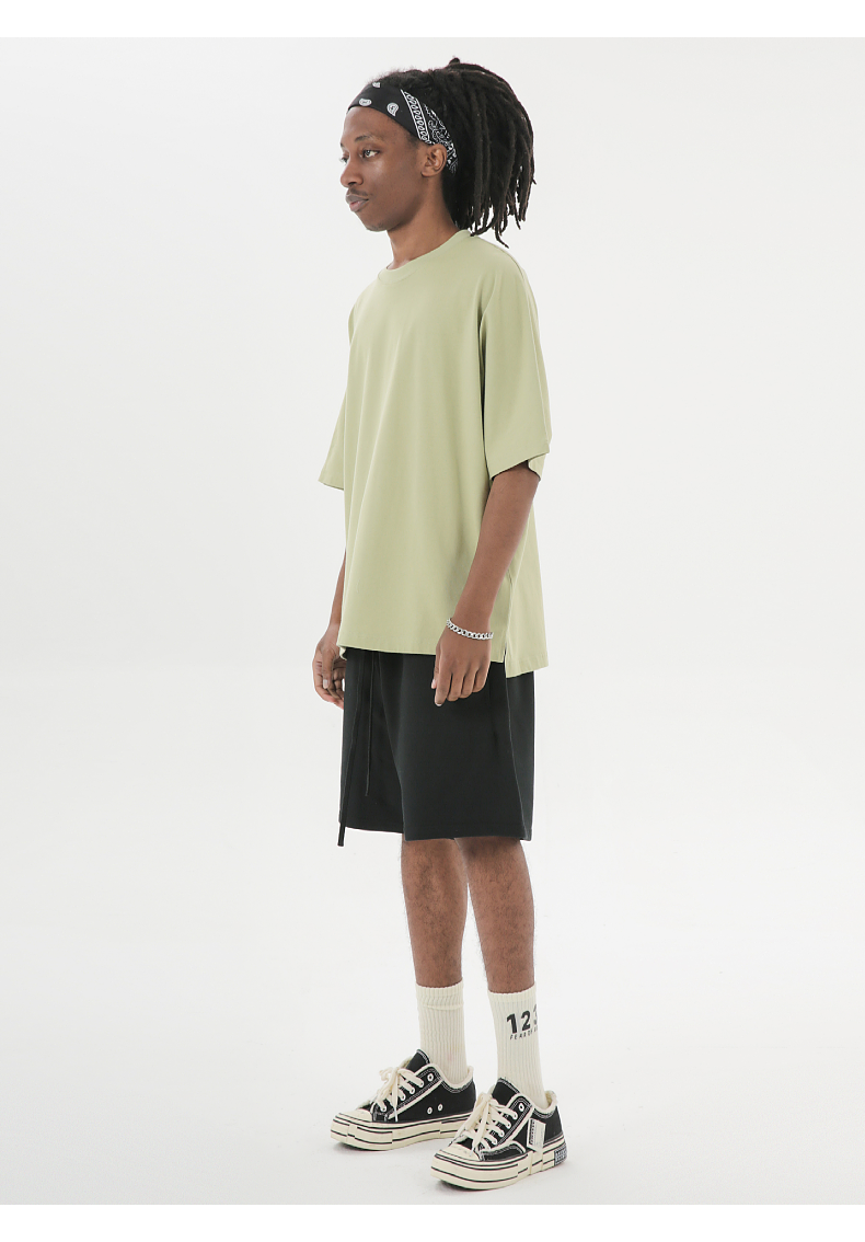 T032 Heavy silhouette bat sleeve short sleeve T-shirt