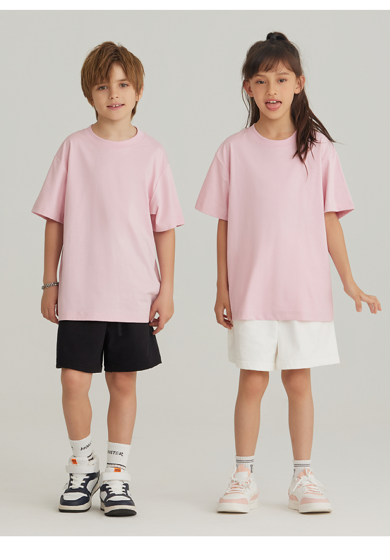 UTB002+BK7 Solona children cool technology loose round neck T-shirt pure cotton terry shorts sweatpants