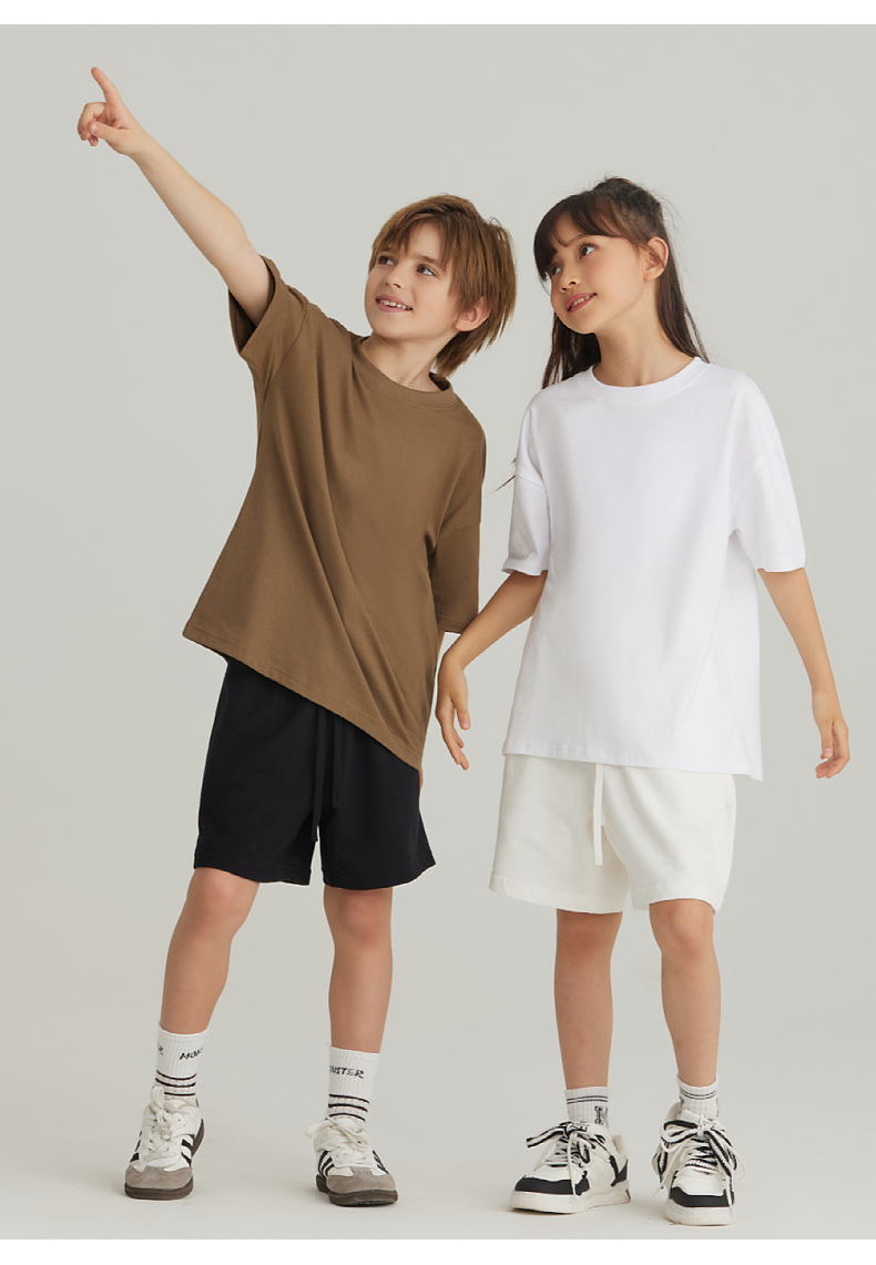 BT034 245g children cotton FOG earth color short-sleeved T-shirt