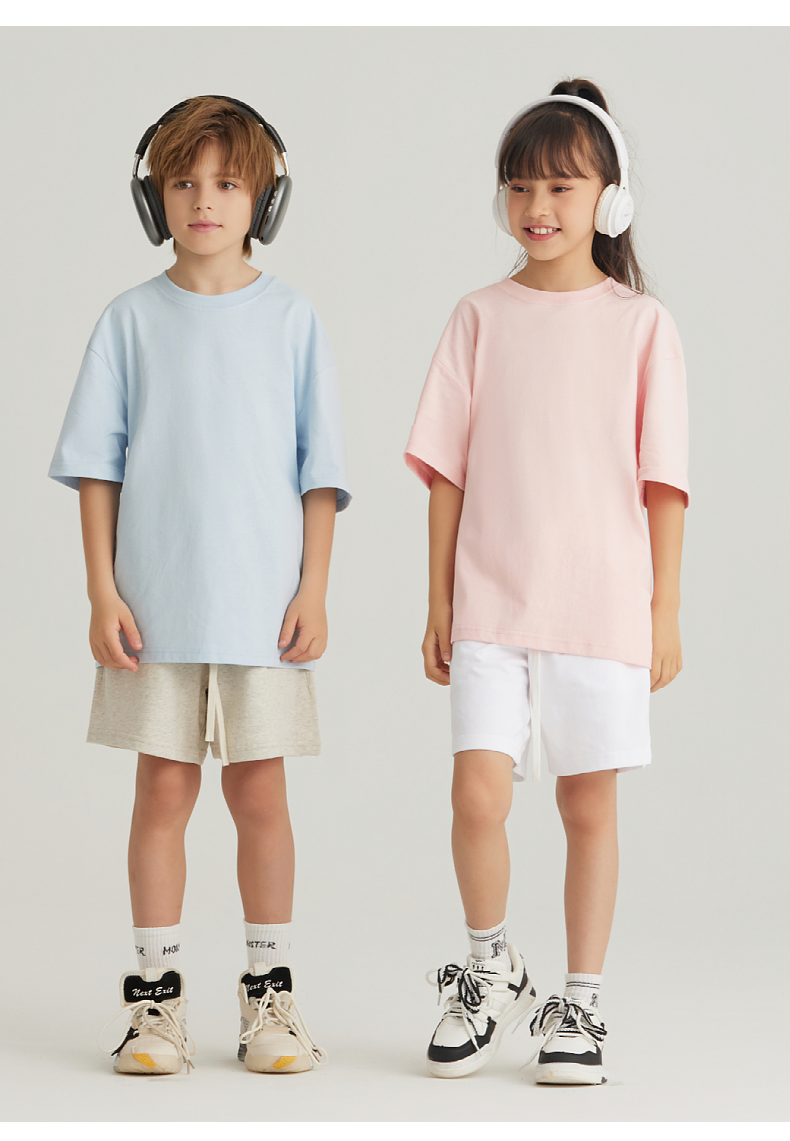 BT014+T022 240g parent-child couple family wear pure cotton short-sleeved T-shirt