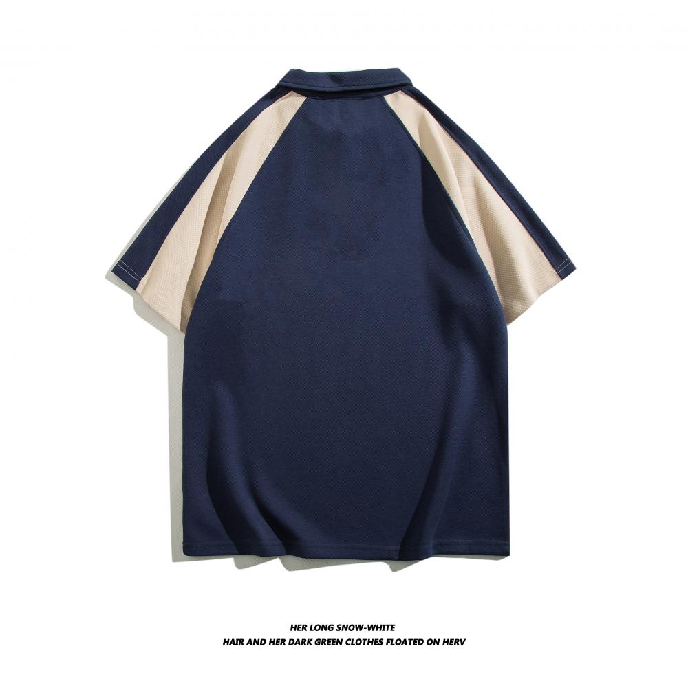 D05# Trendy brand raglan color matching lapel