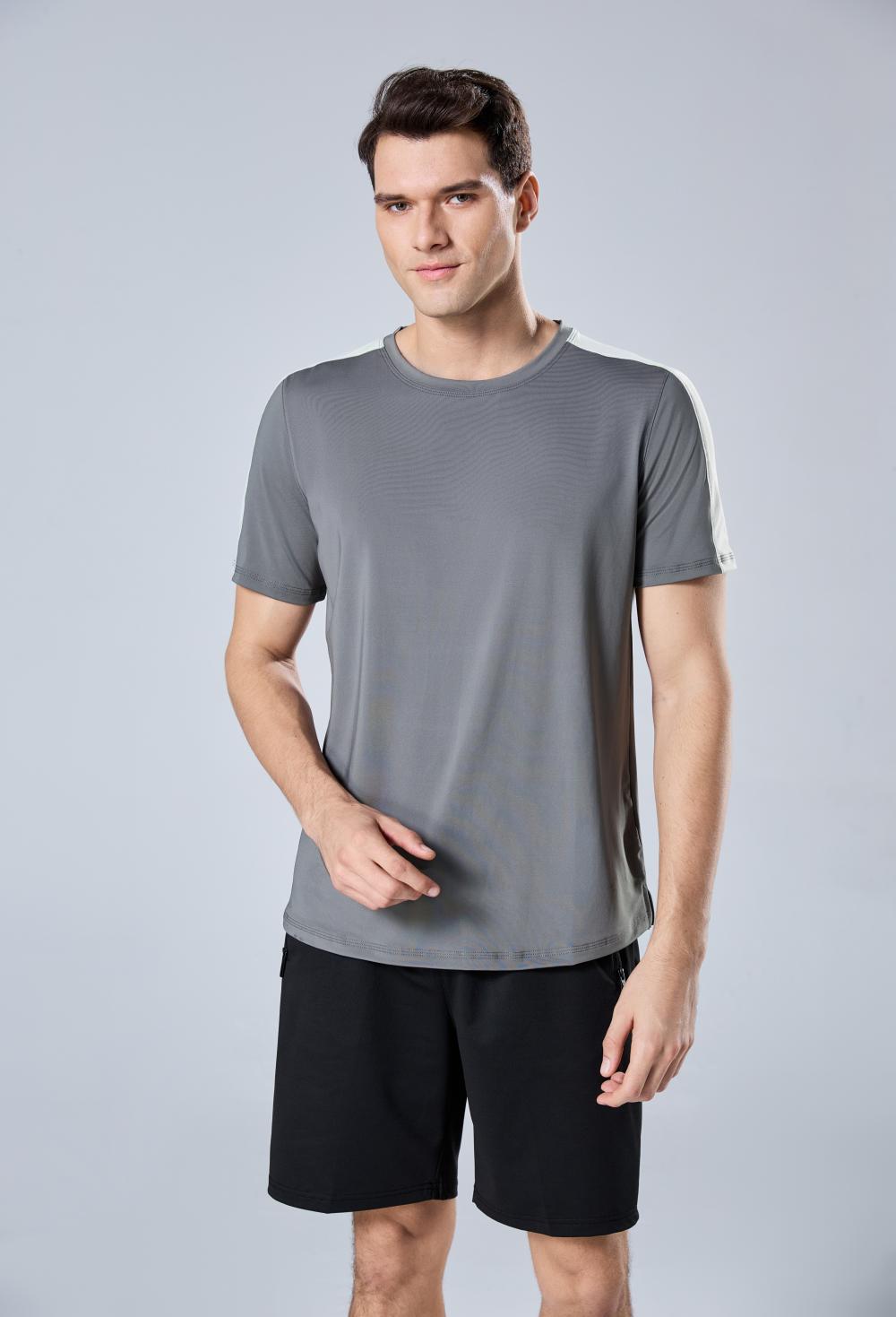 9006 Colorblock Plain Crew Neck T-Shirt