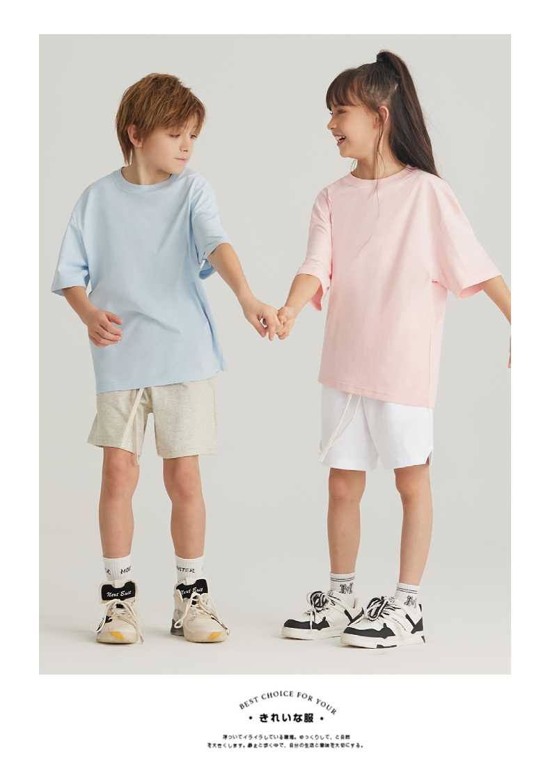 BT014+T022 240g parent-child couple family wear pure cotton short-sleeved T-shirt