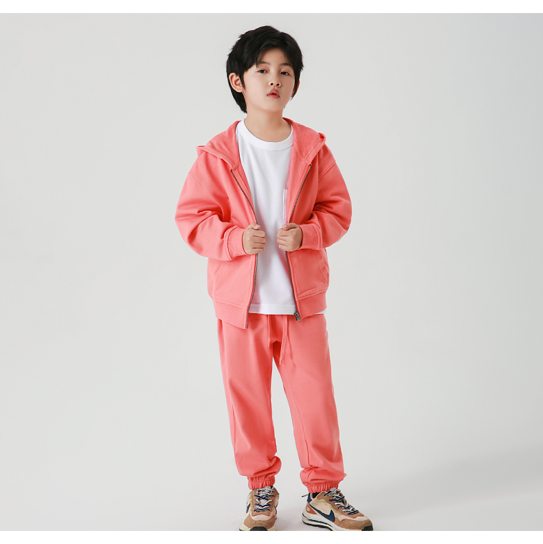 BW15+W3 YKK zipper cardigan hooded terry pure cotton sweatshirt trousers parent-child set