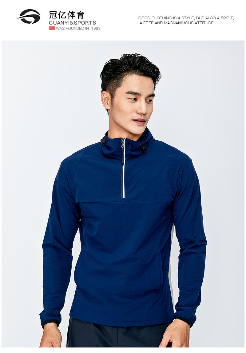 8409 Half-pull single-layer hoodie