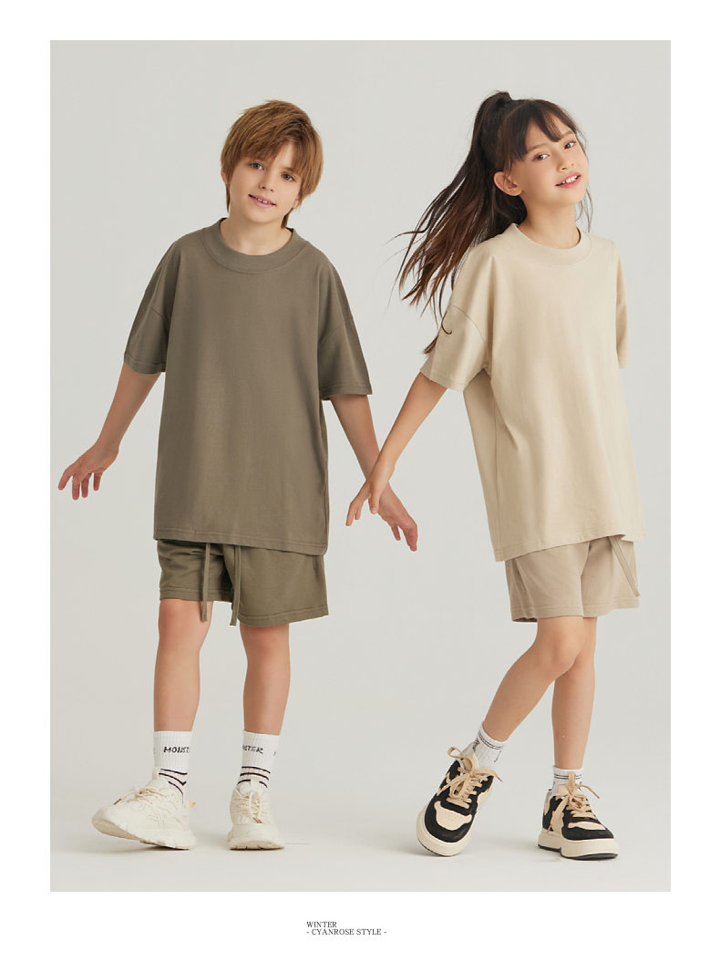 BT039 Children wide thread earth color wide version T-shirt