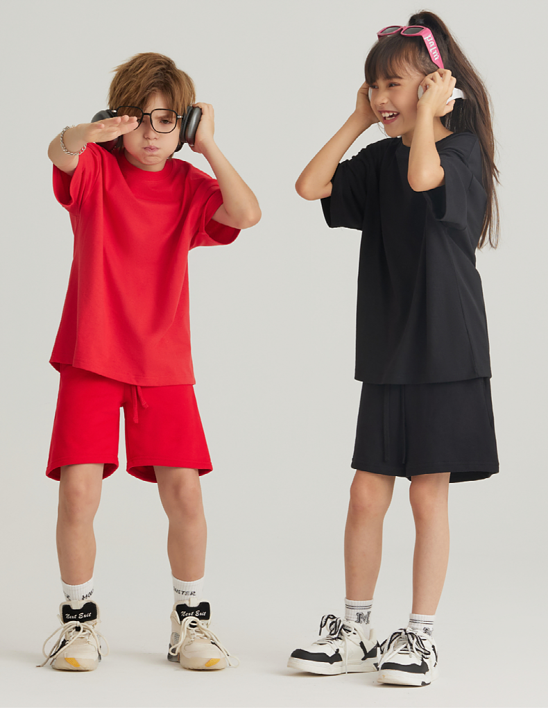 BT014+T022 240g parent-child couple family wear pure cotton short-sleeved T-shirt