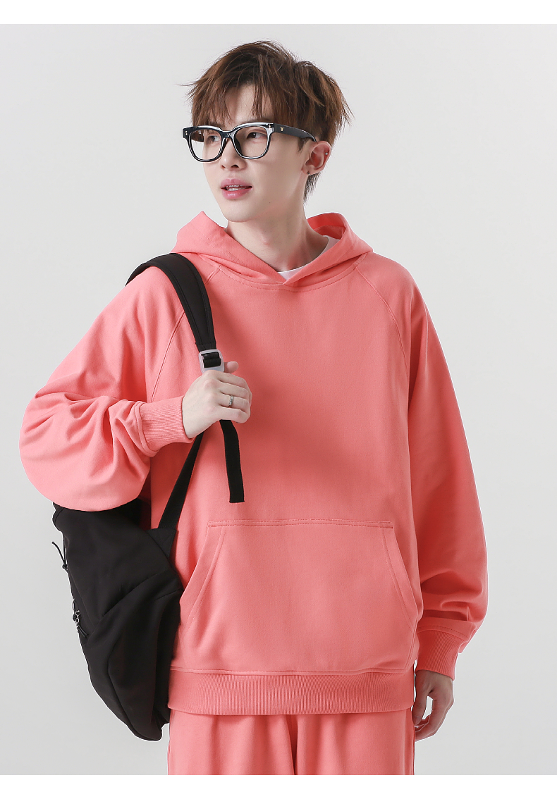 W5 330g pure cotton terry wide version hooded pullover sweatshirt