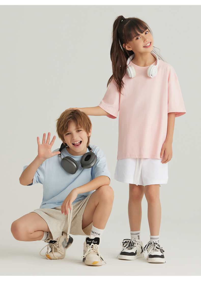 BT014+T022 240g parent-child couple family wear pure cotton short-sleeved T-shirt