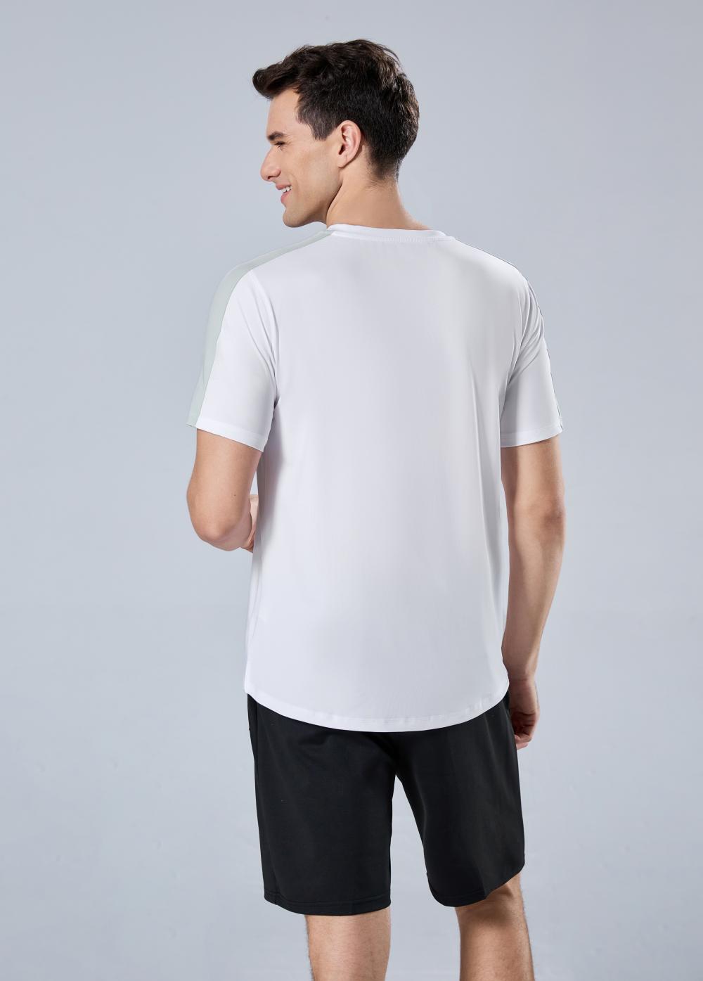 9006 Colorblock Plain Crew Neck T-Shirt