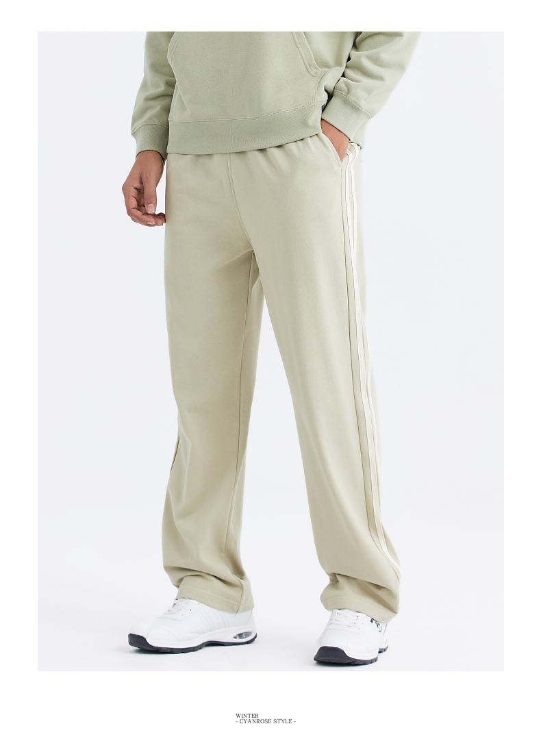 K20-330g adult two-stripe terry pure cotton trousers