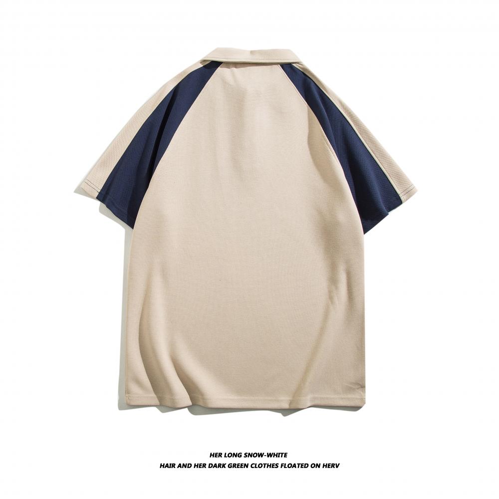 D05# Trendy brand raglan color matching lapel