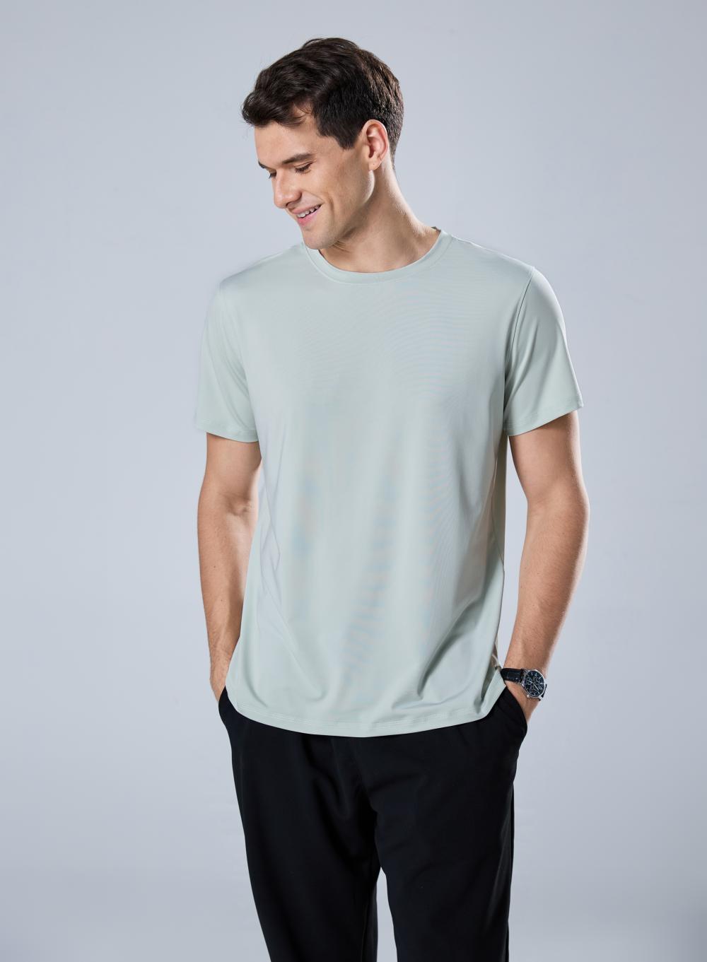 9003 Polyester-Spandex Plain Crew Neck T-Shirt