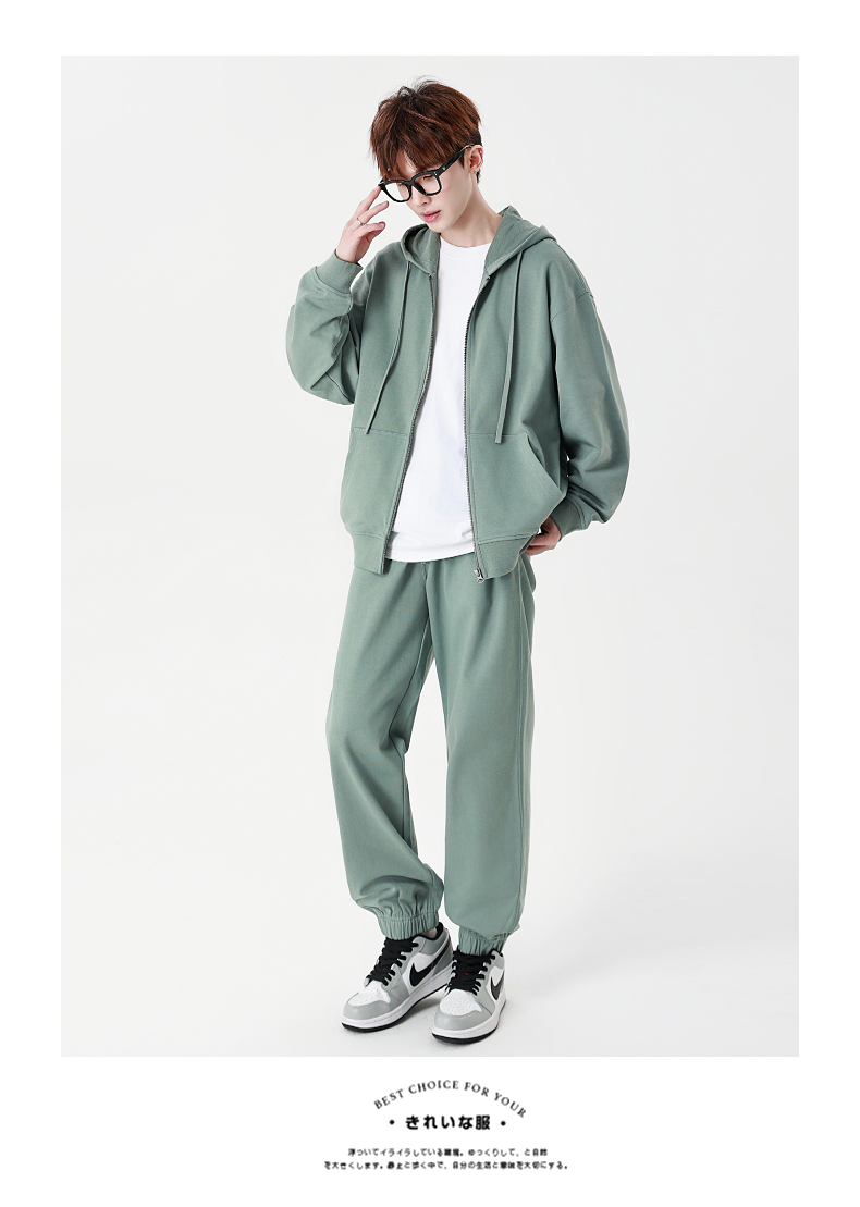 W1+W2+W3+K8 Set Round Neck Sweatshirt Hooded Sweatshirt YKK Zipper Cardigan Sweatpants Trendy Hoodie Sweatpants