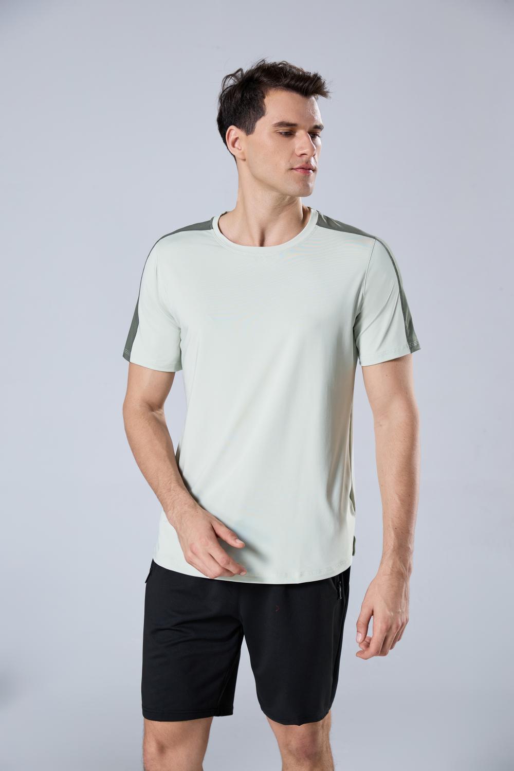 9006 Colorblock Plain Crew Neck T-Shirt