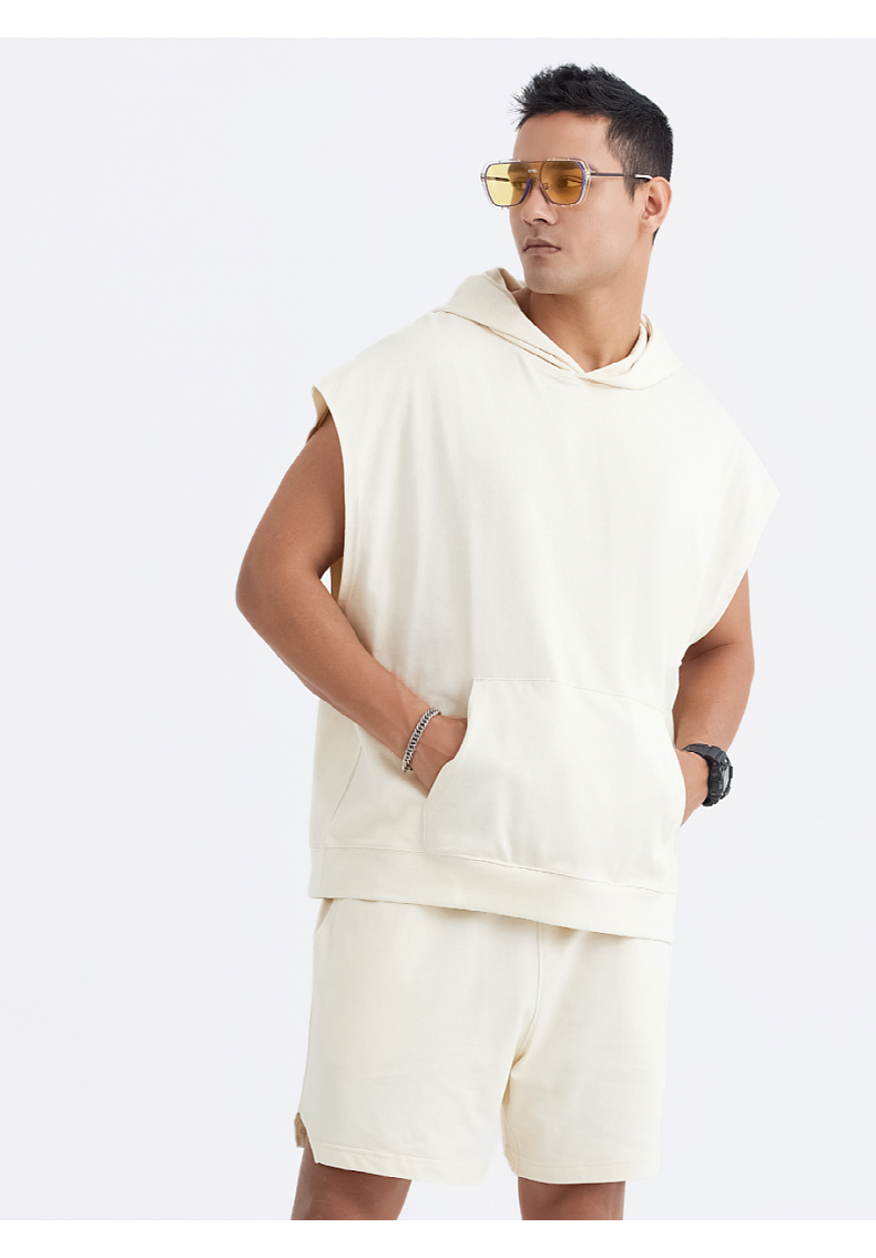 W053 275g sleeveless hooded sweatshirt T-shirt