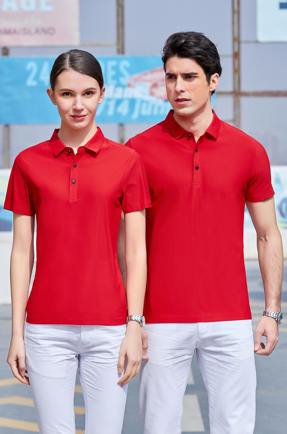 9512 Dynamic Vermilion Nylon POLO Shirt