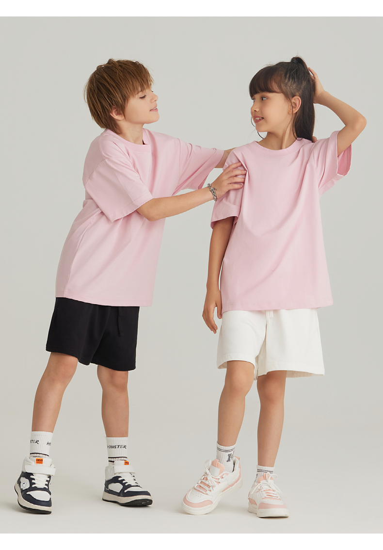 UTB002+BK7 Solona children cool technology loose round neck T-shirt pure cotton terry shorts sweatpants