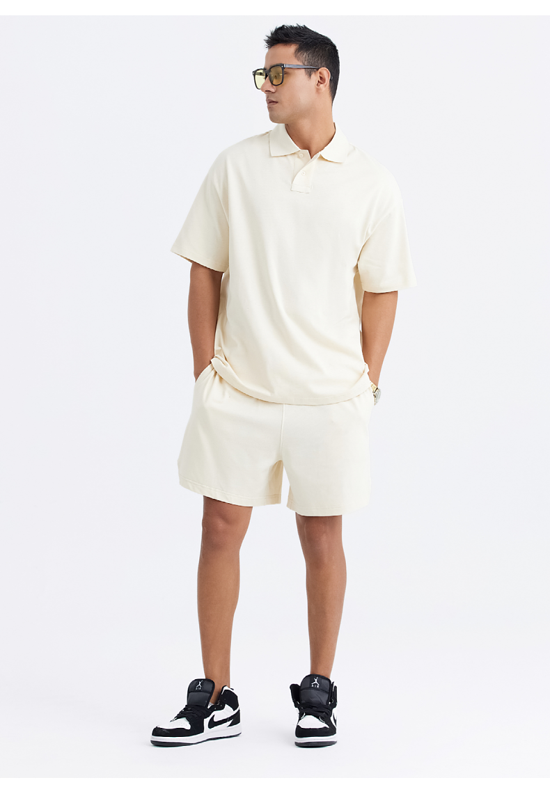 P056 275g heavyweight polo shirt spring and summer ins trend solid color loose short sleeves