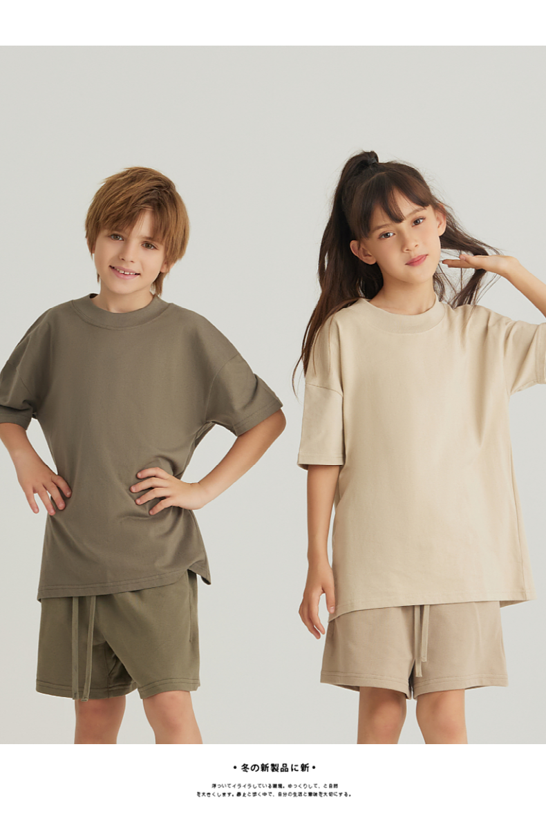 BT039 Children wide thread earth color wide version T-shirt