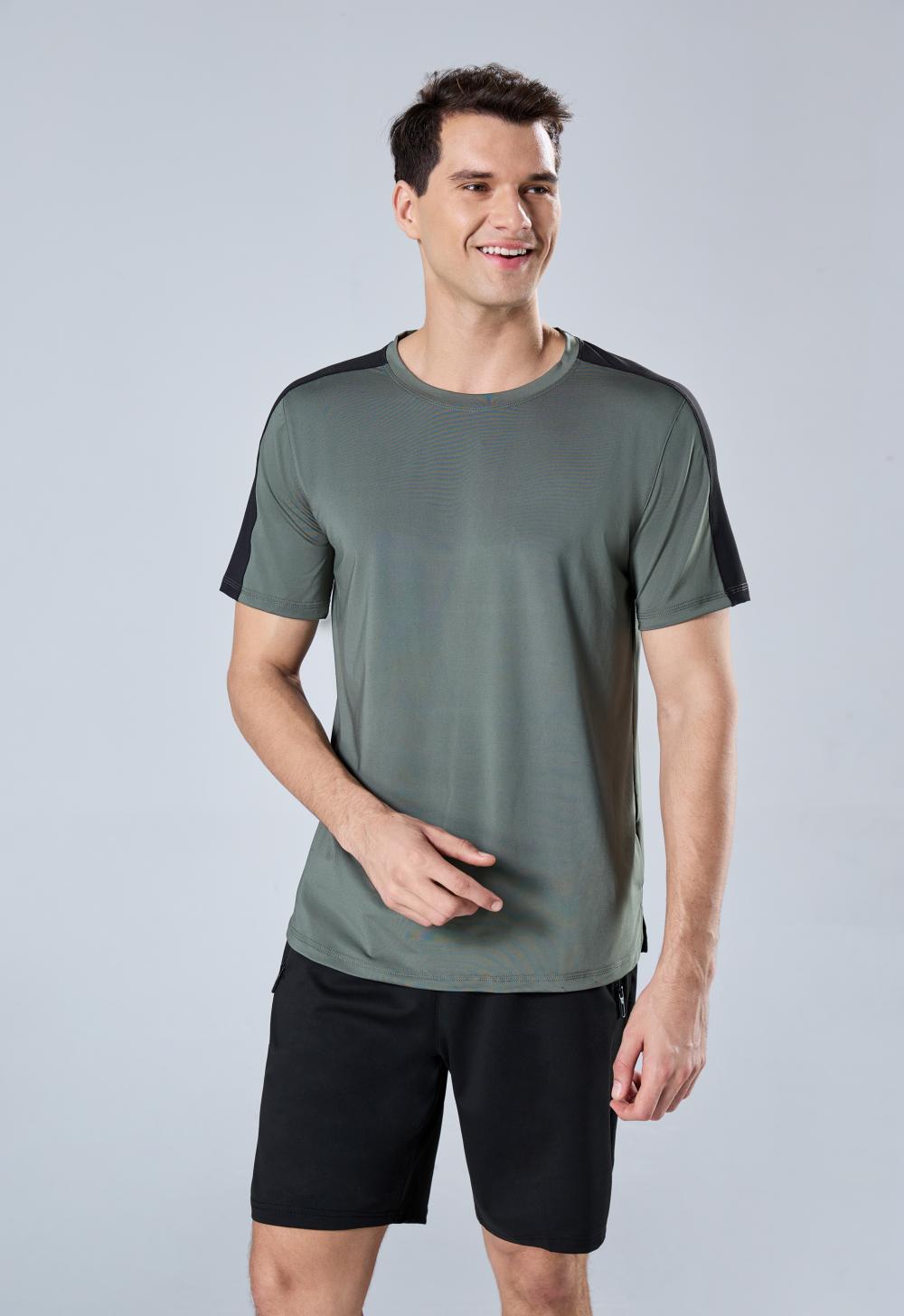 9006 Colorblock Plain Crew Neck T-Shirt