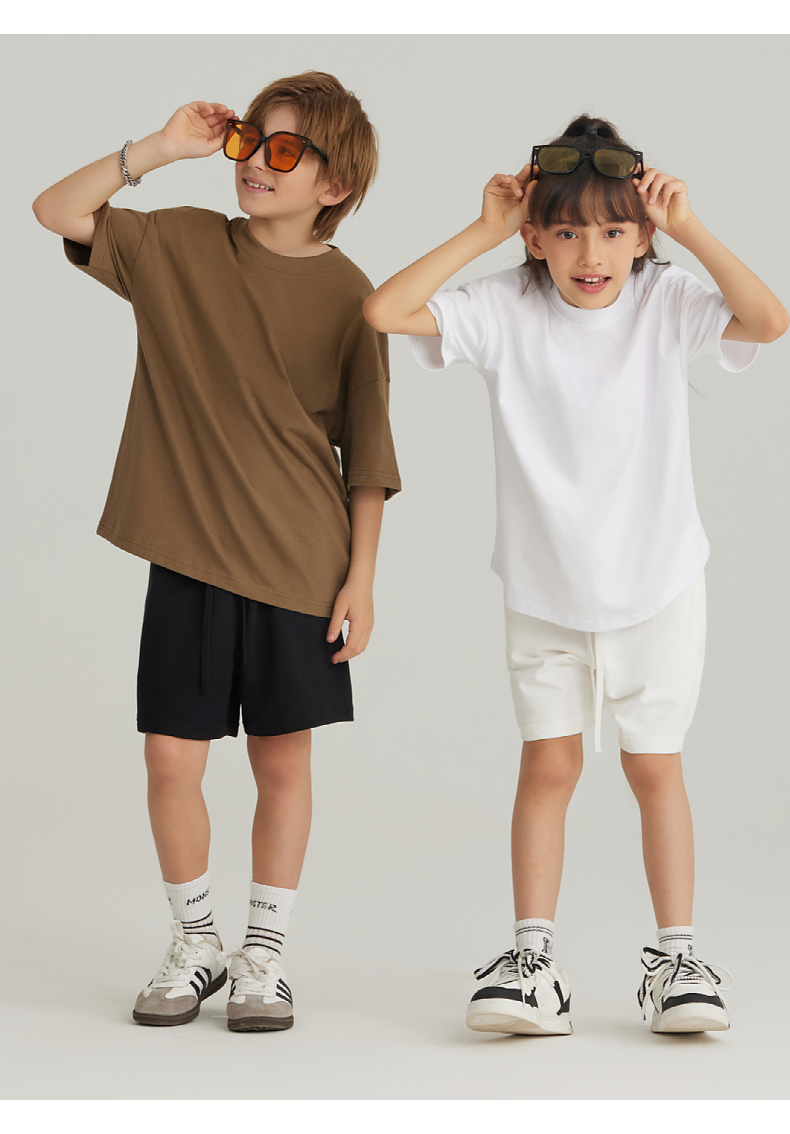 BT034 245g children cotton FOG earth color short-sleeved T-shirt