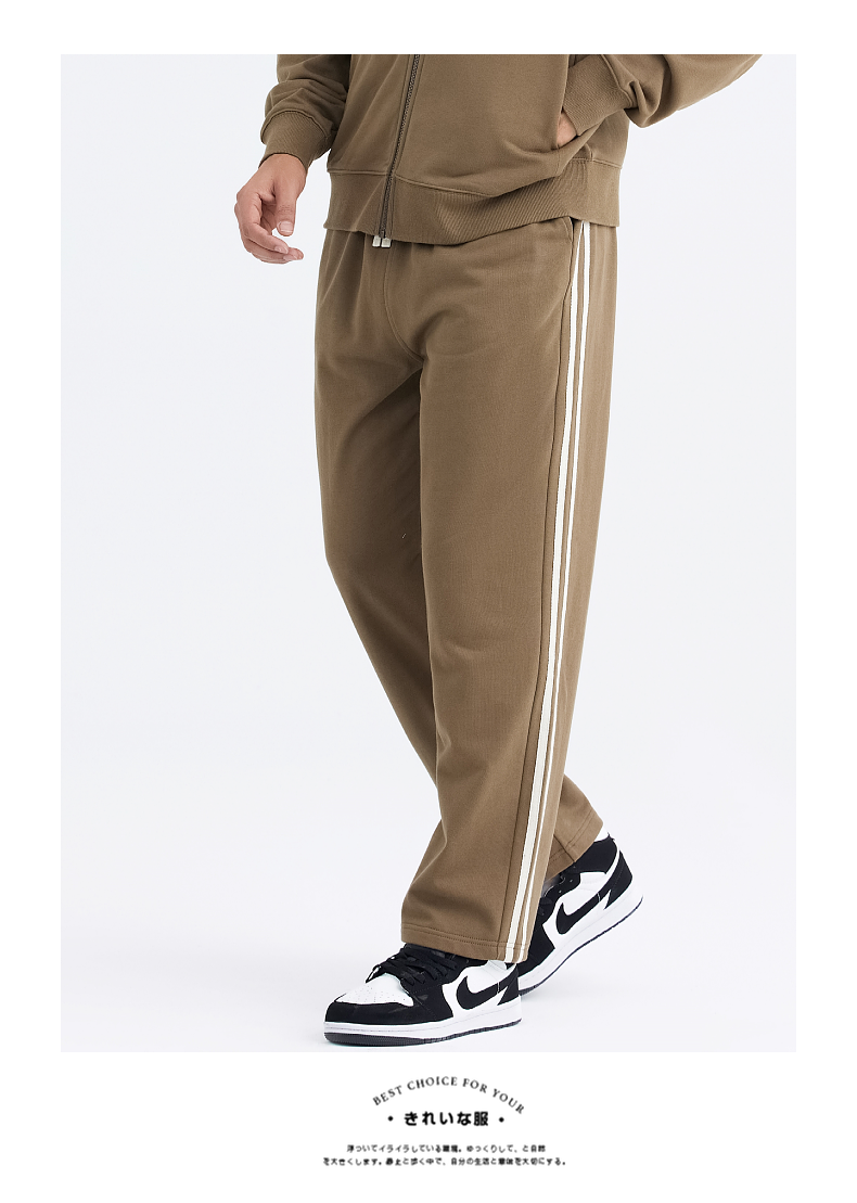 K20-330g adult two-stripe terry pure cotton trousers