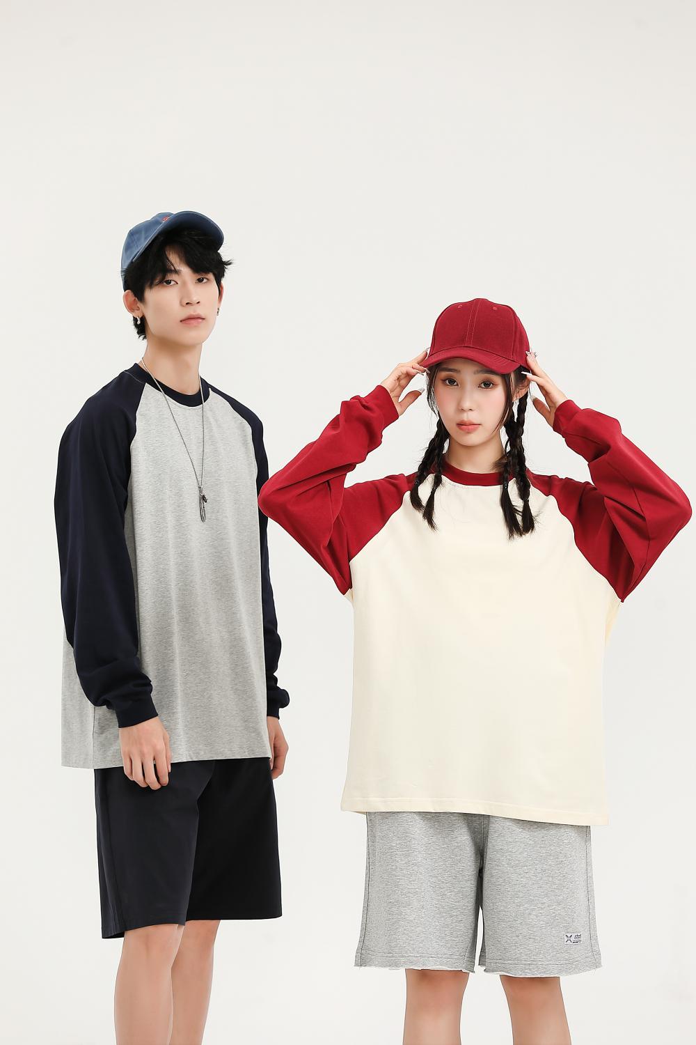 8619# Pure cotton trendy brand raglan long sleeves/250g