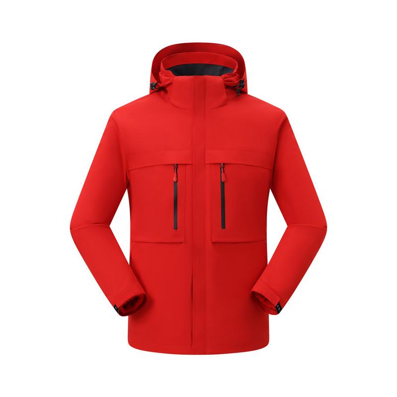 512216 solid color double zipper three-in-one jacket