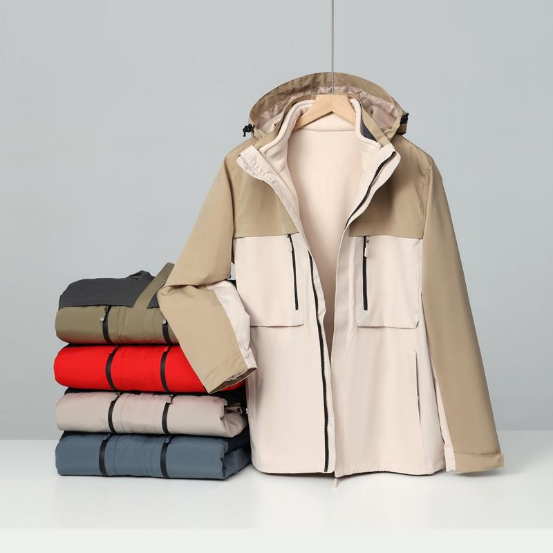 512215 color matching double zipper three-in-one jacket