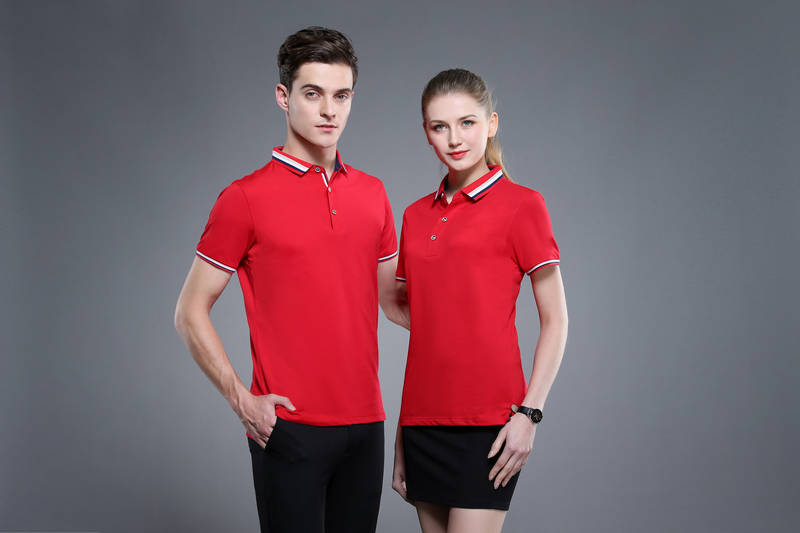 6885# Cotton-polyester double-sided collar short sleeve lapel