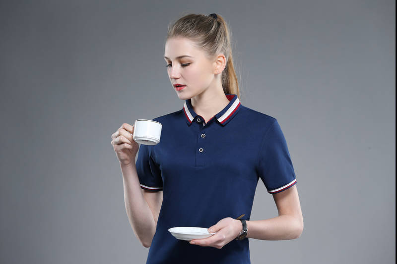 6885# Cotton-polyester double-sided collar short sleeve lapel