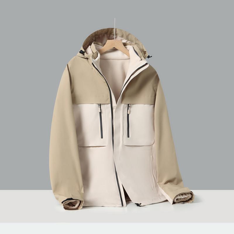 512215 color matching double zipper three-in-one jacket