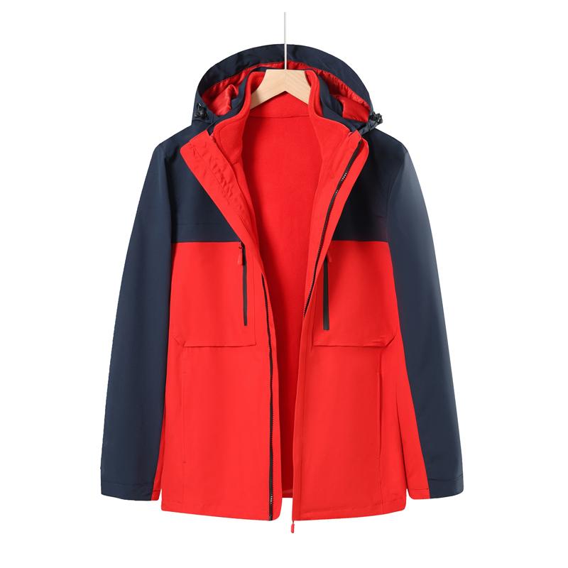 512215 color matching double zipper three-in-one jacket