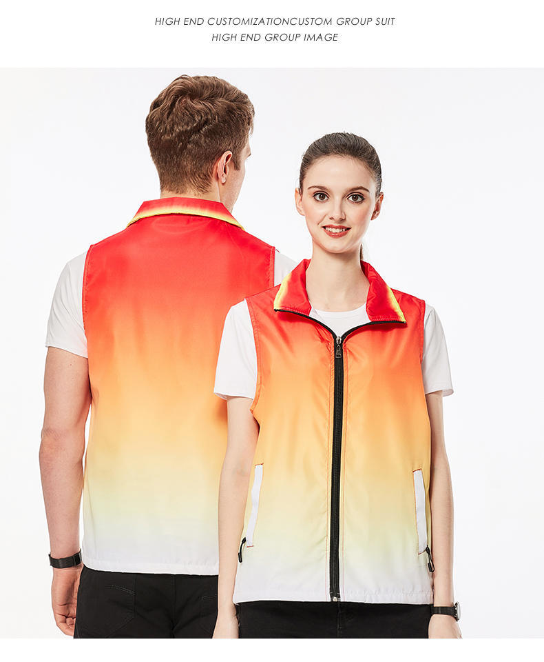 T251#Full body printed gradient composite vest zipper