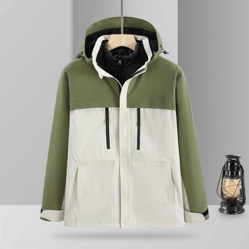 512215 color matching double zipper three-in-one jacket