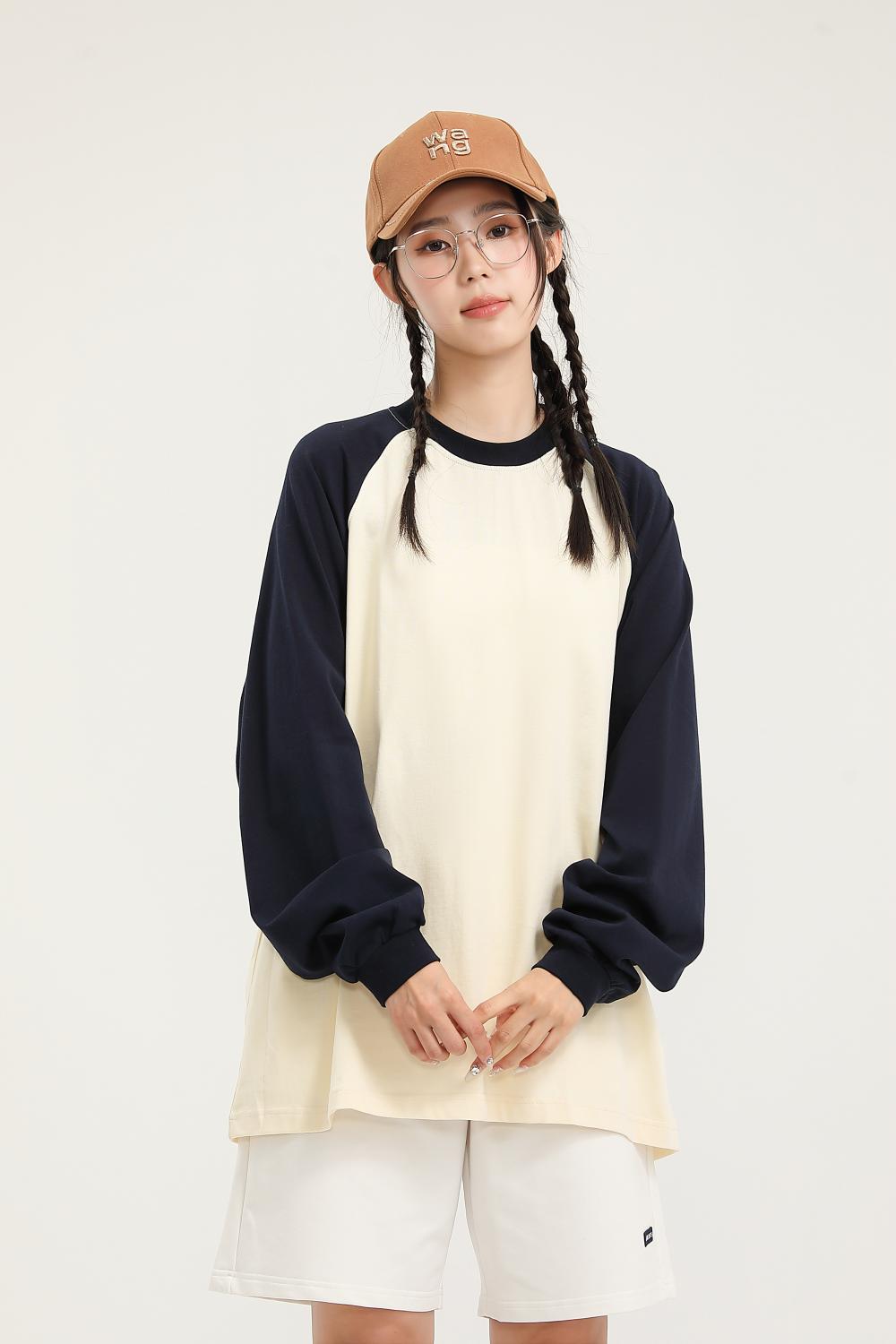 8619# Pure cotton trendy brand raglan long sleeves/250g